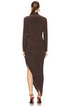 Платье Norma Kamali Long Sleeve Turtleneck Side Drape Gown, цвет Chocolate - фото 4