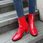 Женские лаковые ботильоны на блок-каблуке, мода Klarmar, Red 2 - фото 6