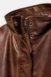Куртка-бомбер из 100% натуральной кожи, коллекция zw, лимитированная серия Zara, коричневый - фото 8