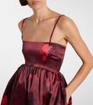 Мини-платье с цветочным принтом из атласа Ganni, Winery - фото 4