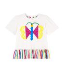 Шелковый топ из хлопка с принтом Borboiris Fábula, белый - фото