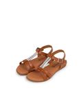 Открытые кожаные босоножки для девочки с пряжкой Pisamonas, коричневый - фото 4