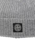 Шапка бини в рубчик с нашивкой-логотипом Stone Island, серый - фото 3