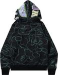 Худи BAPE Text Code Camo Shark Full Zip Hoodie 'Black', черный - фото 4