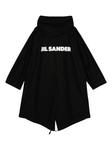 Jil Sander пальто с капюшоном и логотипом, черный - фото 2