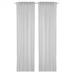 Гардины Ikea Bymott, 2 шт, 120x300, белый/светло-серый в полоску - фото
