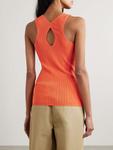 Вырезной топ из ребристой ткани Joseph, оранжевый - фото 3