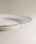 Тарелка Zara Home Earthenware Dinner With Contrast Edge, 27,6 см, белый/зеленый - фото 5