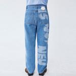 Стираные джинсы slogan ADER ERROR, синий - фото 10