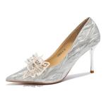 Ainer-cat Ainer cat Slim Heel High Heels 8cm Women's Silver - фото 3