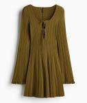 Платье H&M Flared, оливковый - фото