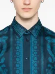 Рубашка с узором "Барокко" VERSACE, синий - фото 5