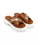 Кожаные тапочки Pollini, коричневый - фото 3