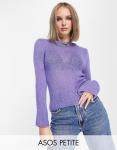 Сиреневый джемпер из свободной прозрачной пряжи ASOS DESIGN Petite - фото