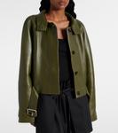 Кожаная куртка с анаграммой Loewe, Khaki Green - фото 7