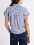 Рубашка U.S. Polo Assn Stripe Dolman Tie Front Textured, синий - фото 4