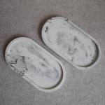 Декоративный мраморный поднос, серо-белый - фото 2