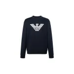 Свитшот с принтом логотипа EMPORIO ARMANI, темно-синий - фото