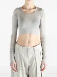 Укороченный топ с длинными рукавами Rick Owens, серый - фото 2