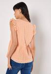 Блуза BRODERIE RUFFLE SHOULDER Apricot, коралловый - фото 2