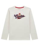 Лонгслив детский Guess хлопковый с длинными рукавами, экрю - фото