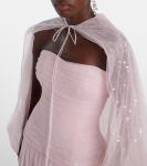 Платье-бюстье с накидкой и складками Marmar Halim, розовый - фото 4