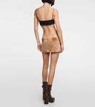 Джиговая мини-юбка с низкой посадкой Miu Miu, Cognac - фото 3