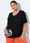 Блуза Ulla Popken RHINESTONE CHEST POCKET SHORT SLEEVE , Black - фото 5