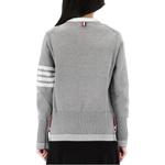 Футболка с четырьмя полосами из хлопка THOM BROWNE, серая - фото 6