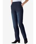Женские джинсы Within Straight Leg Fineline Pull-On Stretch Denim Woman Within, Indigo sanded - фото 2