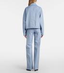 Кроп-блузон из шерсти, шелка и льна Ferragamo, Denim/White - фото 3