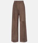 Широкие брюки из замши Brunello Cucinelli, Mud - фото