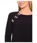 Топ CeCe Pearl Bow Applique Long Sleeve Knit Top, цвет Rich Black - фото 3