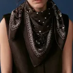 HERMES Шёлковый шарф унисекс коричневый, Brown - фото 7