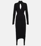 Платье миди из джерси с вырезом Patou, черный - фото