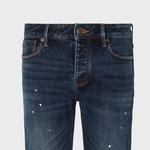 Расписные джинсы slim cut EMPORIO ARMANI, темно-синий - фото 8