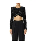 Топ с пайетками Elisabetta Franchi, черный - фото 2