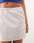 COLLUSION мини-юбка трапециевидной формы из льна - IVORY - фото 4