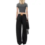 Обрезанная ребристая поло Alexander Wang, серый - фото 5