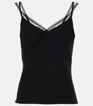 Майка с кружевной отделкой черного цвета Vince - фото 3