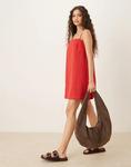 Джинсовое мини-платье ASOS DESIGN красного цвета - фото