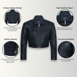 Короткая байкерская кожаная куртка e для дубая Infinity Leather, черный - фото 2