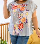 Полосатый цветочный топ с принтом ANDREE BY UNIT, синий/белый - фото 4