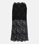 Цветочное кружево миди-юбка Rabanne, черный - фото