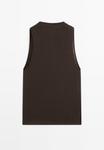 Топ Massimo Dutti SLEEVELESS WITH DRAPED NECKLINE, Mottled Dark Brown - фото 6