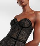 Кружевное платье миди castora без бретелек Costarellos, черный - фото 4