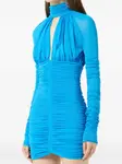 Платье мини с высоким воротником и сборками BLUMARINE, синий - фото 4
