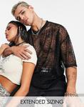 Черная сетчатая футболка оверсайз с флокированием в паутину ASOS DESIGN - фото 2