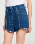 Женские джинсовые шорты со стразами Sandro, синий - фото 4