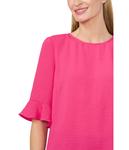 Блуза CeCe Ruffle Cuff Crew Neck Blouse, Bright Rose - фото 3